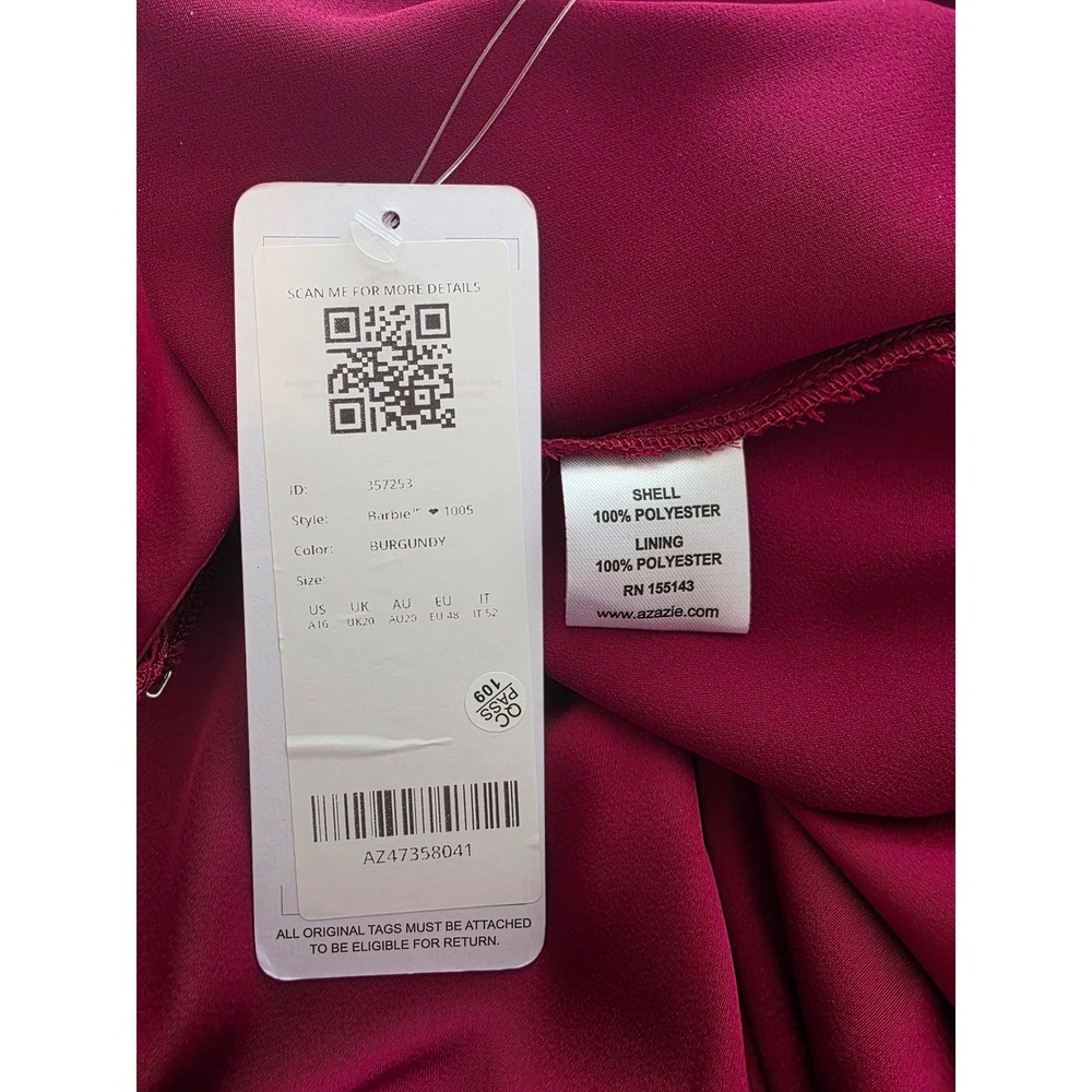Barbie Azazie NWT Wynni Gown Dress Burgundy Formal Wedding Autumn Homecoming - Picture 7 of 14